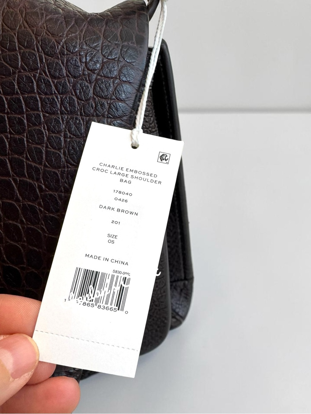 NWT Tory Burch LARGE CHARLIE RUNWAY CROC-EMBOSSED SHOULDER BAG - Picture 12 of 16